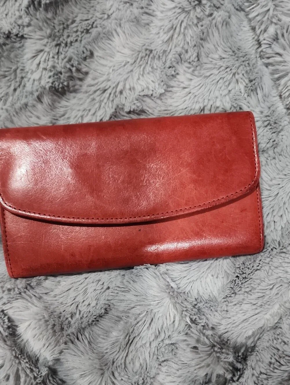 Coach Red Leather Card Wallet with Zippered Pocket